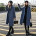 Off- mùa áo khoác nữ phần dài 2018 mùa đông Hàn Quốc phiên bản của alba thẻ chic Nizi khói màu xanh len lông thủy triều áo dạ dài Trung bình và dài Coat