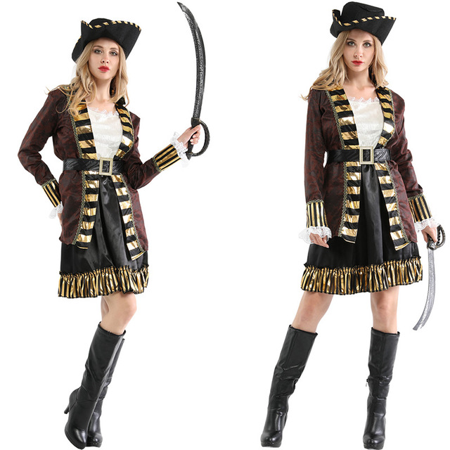 Pirate Suits For AdultsCOS Halloween bar stage party party adult children female Caribbean a pirate boat longuette Dress up clothing