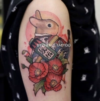 Японское тату на руку, кролик, реалистичные водонепроницаемые тату наклейки