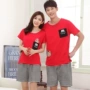 Mùa hè cặp đôi đồ ngủ cotton ngắn tay ngắn cô gái phiên bản Hàn Quốc của bài hát nam Riel mỏng phần dịch vụ nhà vỏ nghiên cứu đồ ngủ đẹp