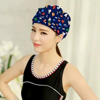 Mũ bơi in hình dễ thương đôi thoải mái màu xanh cô gái gợi cảm thiết bị bơi cá tính dành cho người lớn tóc dài phiên bản Hàn Quốc - Mũ bơi mũ bơi cho bé gái