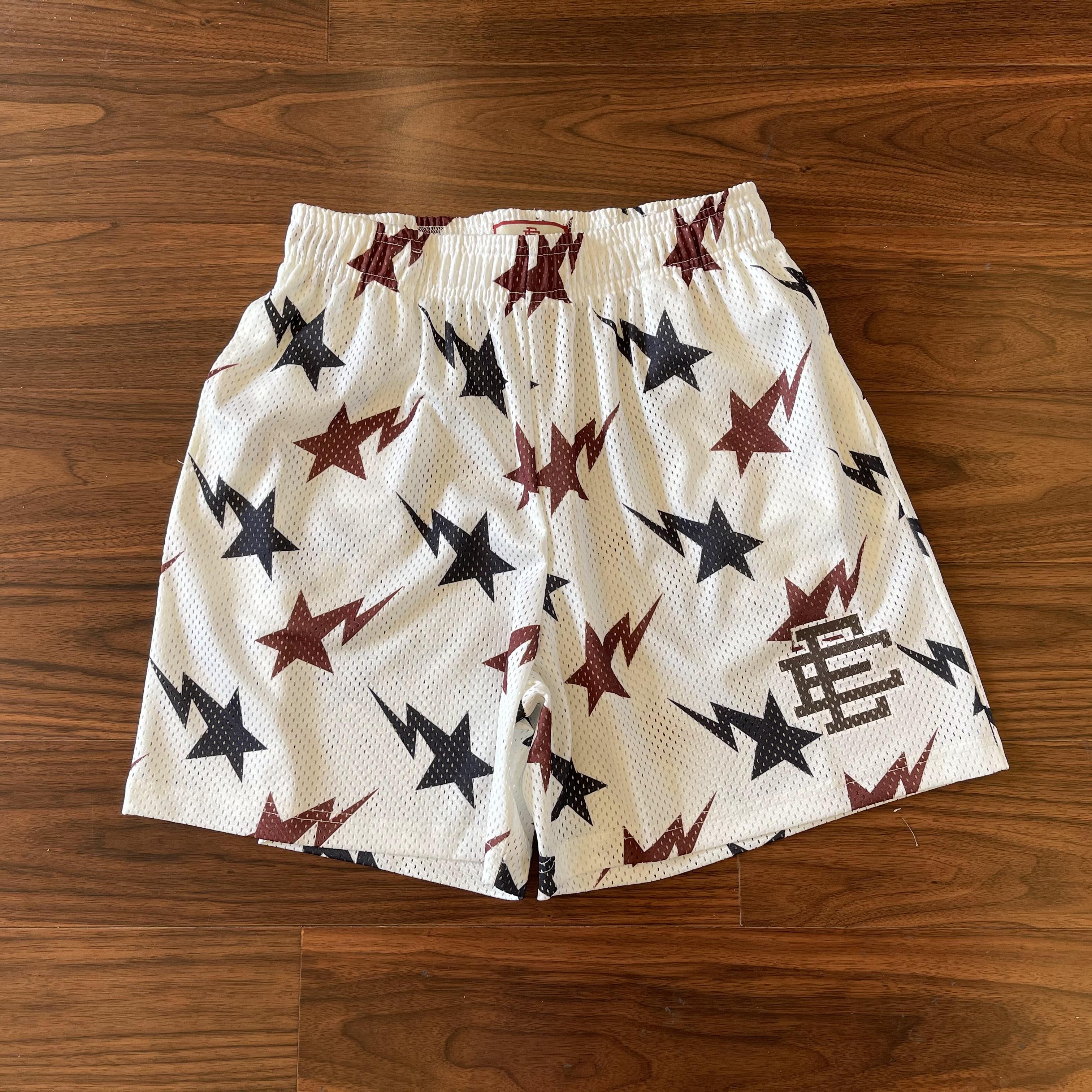 BaP1 White (Brown / Dark Blue)AngelKingEEBasicShort Basketball pants motion leisure time motion shorts men and women Same