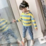 Cowboy Tong Han phù hợp với quần áo trẻ em hai mảnh mùa xuân trùm đầu 2019 quần mới cô gái nước ngoài phiên bản sọc lớn - Khác shop đồ trẻ em