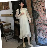 Mùa xuân và mùa hè 2019 phụ nữ mới búp bê Hàn Quốc cổ áo gạc đầm ren cổ tích rất nhỏ thiểu số của Pháp Một dòng váy - A-Line Váy váy chữ a công sở