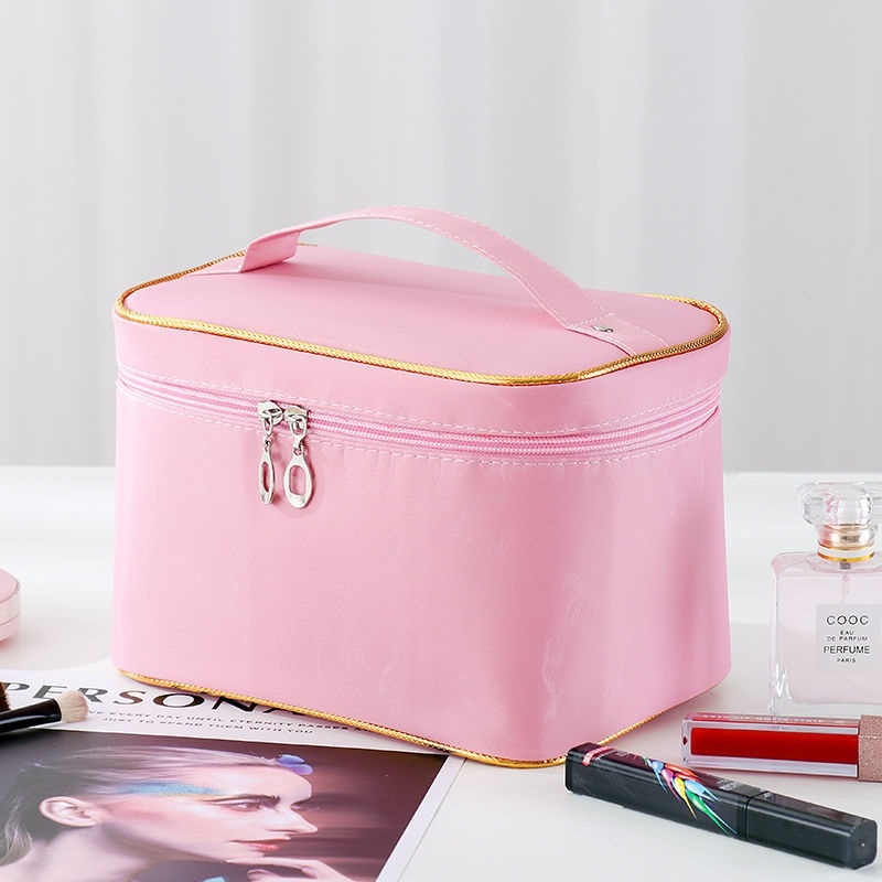 Large Monochrome Pinkmulti-function Cosmetic Bag female Portable 202021 new pattern Superfire ultra-large capacity product storage box Advanced sense suitcase