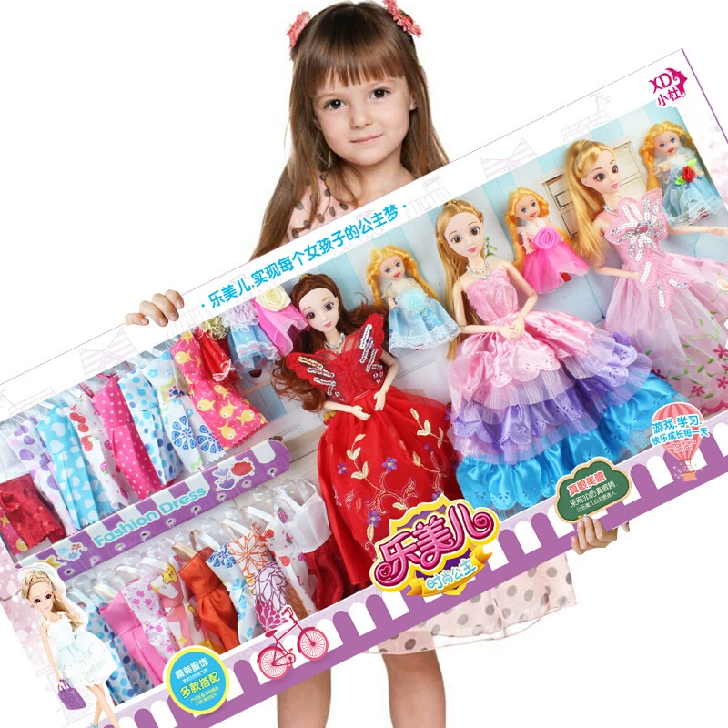 Big Gift Box Fantasy 3D True Eye Princess Barbie Doll Set Play House Children Toy Girl Birthday Gift - Búp bê / Phụ kiện