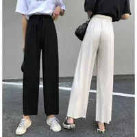 Mùa hè 2019 phiên bản mới của Hàn Quốc quần lửng ống rộng cạp cao quần ống rộng 9 quần 9,9 quần nữ học sinh - Cộng với kích thước quần áo đồ ngủ nữ quần áo ngắn