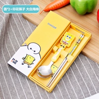 Губчатая ложка+цветочные палочки для еды (большой белый)