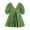 Váy chữ a kẻ sọc xanh lục 2021 mùa hè mới tay áo phồng nhỏ cổ chữ V váy ngắn eo nữ váy mỏng - A-Line Váy