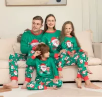 Family Look 2023 Christmas Pajamas Set Santa&elk Print Paren