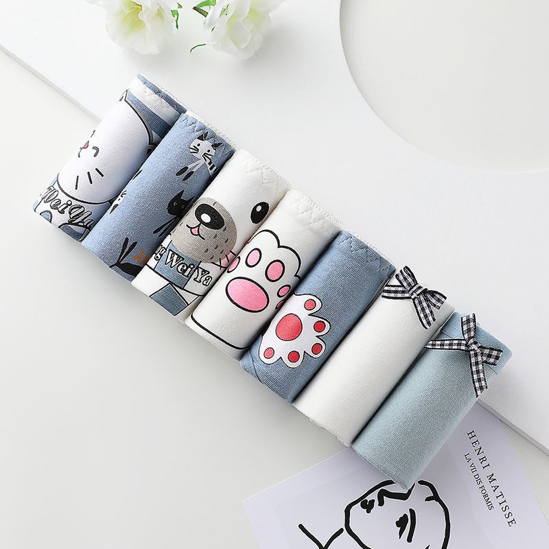 214211 # & 7-Pack & Cotton Girl-67kunderpants female summer ma'am Cotton girl pure cotton girl student solar system Big size No trace student Korean version lovely Sweet