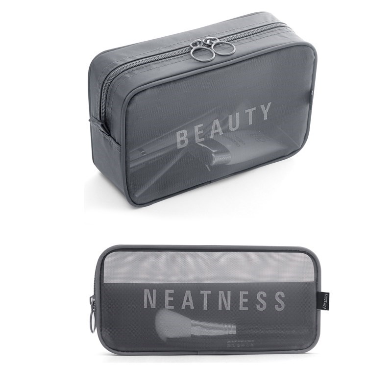 Grey Medium Plus Largethe republic of korea new pattern Travelling bag trumpet Portable Storage bag With you Mini ma'am Cosmetic Bag transparent Netting Wash bag