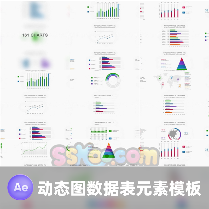 数据信息图表多种样式元素设计动画动态展示素材AEP文件模板