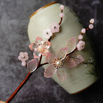 taobao agent Liuli Soft Dry Sakura finished cherry blossom branches retro style cheongsam Hanfu element headdress female original non -hair clip