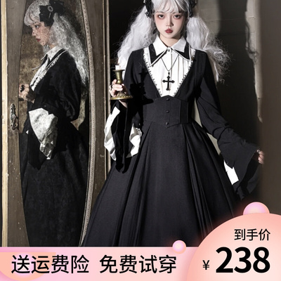 taobao agent Demi-season dress, Lolita style, fitted, long sleeve, Lolita OP