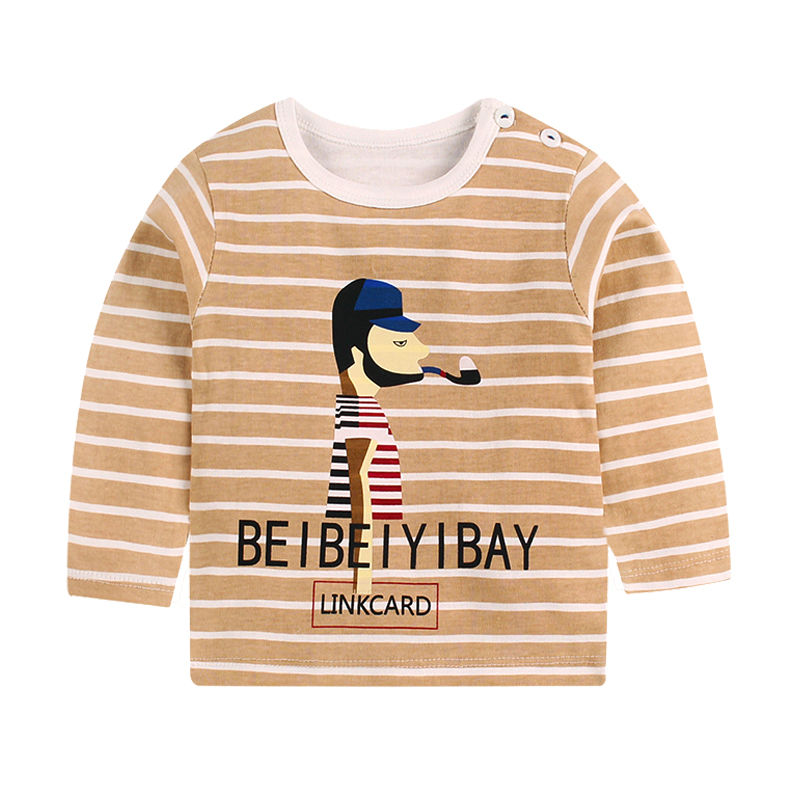 F001 - T-shirt, Moustachechildren pure cotton Long sleeve T-shirt Boy girl Undershirt baby T-shirt Long sleeve jacket baby clothes Spring  tide