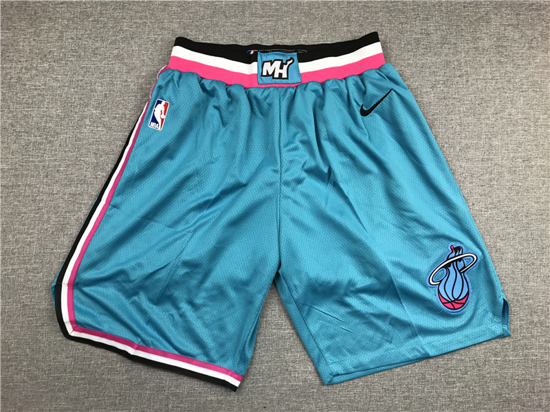 Heat Sky Blue City Pants21 years basket net Clippers Thunder Miami Heat Tripartite joint name New season City Edition Award Edition Embroidery Basketball pants shorts