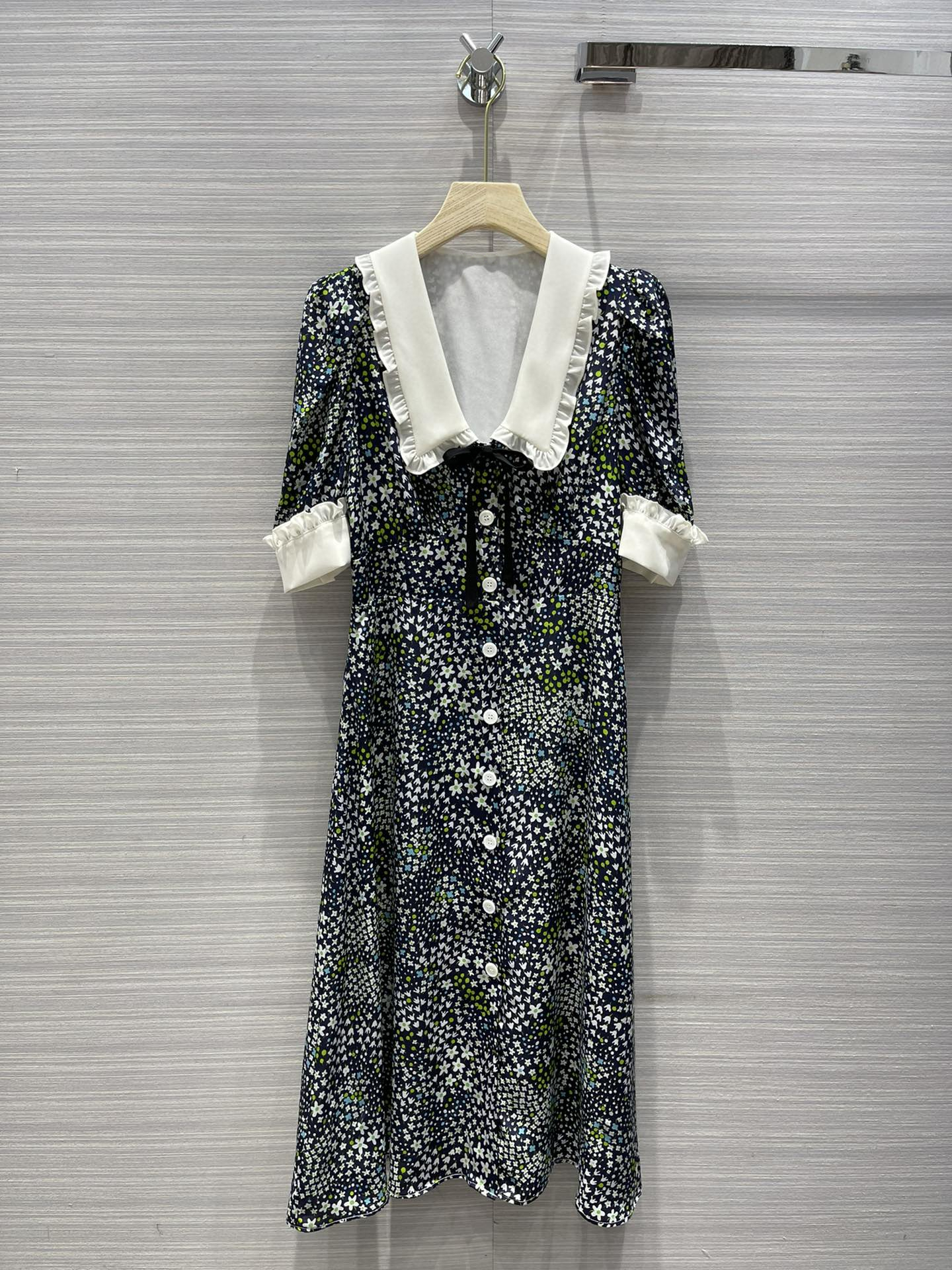 Floral Dressmiu Miao 21 summer New products SKP limit Floral  series Lapel real silk Age reduction ventilation Silky Dress female