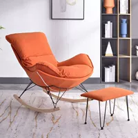 Оранжевый бархатный (высокий качество) кресло -качалка+педаль