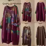 Lcotton Linen Big Size Tunic Print Blouse Top