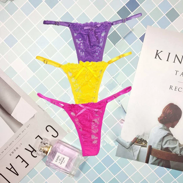 3 шт./набор женщины sexy thong трусики кружевные прозрачные