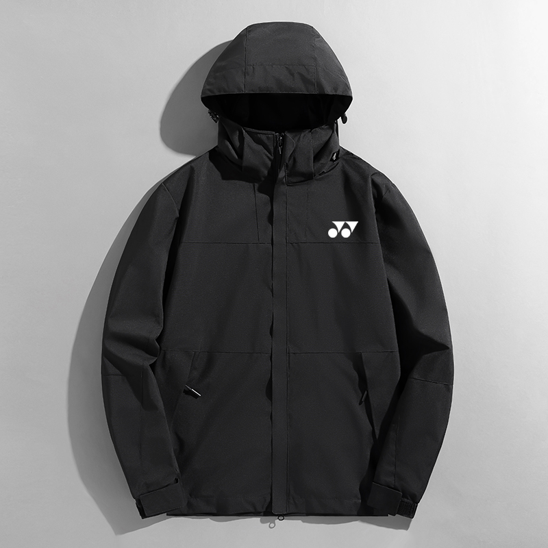 YONEX Couple Windbreaker, Badminton Sports Warm-up Coat, Outdoor Charge Coat, Wind and Water Proof (20509:531554204:size:L110-130 jin;1627207:28341:color:black)