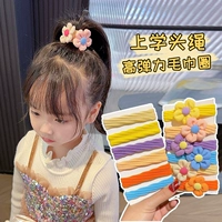 Детская мультяшная ткань, заколка для волос с бантиком, безвредная эластичная резинка для волос, полотенце, в цветочек, не повреждает волосы