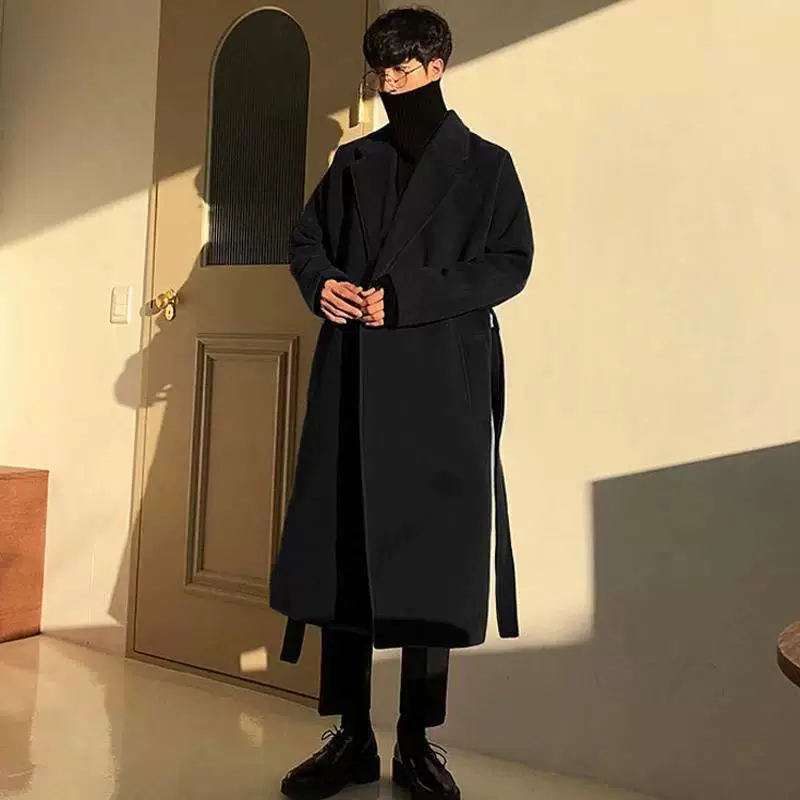 Длинное демисезонное пальто-т trench coat, японский тренд шерстяное пальто, макси длина, увеличенная толщина, оверсайз