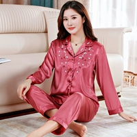 Весенняя летняя шелковая пижама, нарукавники, комплект для пожилых людей для матери, 2020, длинный рукав, для среднего возраста, в корейском стиле, большой размер