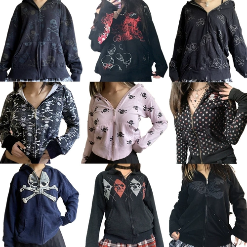 Mall Goth Skulls Print Retro Whothirts E-Girl Gothic Dark