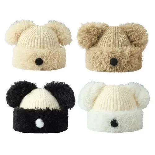 Insstyle Cartoon Dog Nose Hape Hape Cheate Beanie Cap Outdoor