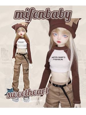 taobao agent Mifenbabybjd quarter -point American retro doll suit Six -point splicing hot girl tops pumping folds