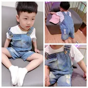 Quần bé trai 2019 mới thủy triều cho bé denim bib mùa hè quần áo mỏng cho trẻ em mùa xuân và mùa thu quần short cho bé - Quần jean