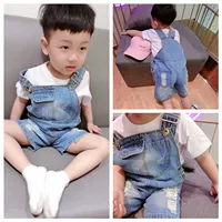 Quần bé trai 2019 mới thủy triều cho bé denim bib mùa hè quần áo mỏng cho trẻ em mùa xuân và mùa thu quần short cho bé - Quần jean short jean bé gái