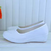 Làm đẹp giày nêm trắng tăng thoải mái y tá giày vải trắng giày giày y tá từ trắng nêm vải