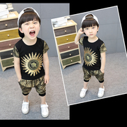 Mùa hè cậu bé ngắn tay áo phù hợp với trẻ em người đàn ông của mùa hè 2018 mới hai mảnh 1-3-7 tuổi Hàn Quốc cậu bé quần áo trẻ em mùa hè