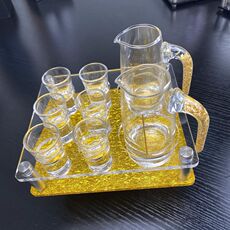 Ликер Cup 金边白酒杯分酒器套装金箔一口杯杯架子弹杯小酒杯高档酒具亚克龙