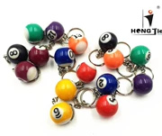 25 mét đen 8 duy nhất mini billiards keychain 16 màu billiards pendant key chain quả cầu pha lê