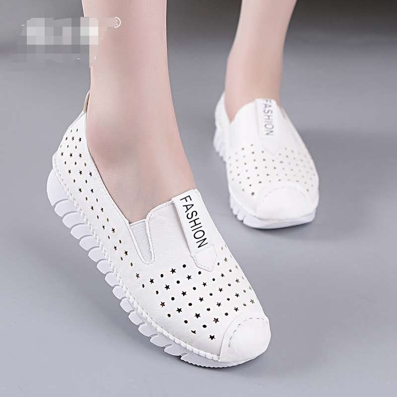 1701 White Hollow2021 Spring and summer Women's Shoes Doug shoes soft sole non-slip pregnant woman Flat bottom Single shoes female comfortable Mom shoes Mountaineering Running shoes