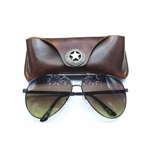 Ретро портативные солнцезащитные очки ручной работы на солнечной энергии, из натуральной кожи, простой и элегантный дизайн