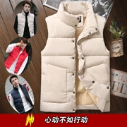 Cặp đôi mẫu áo vest cotton nam thu đông nam thanh niên dày nam nữ hoang dã áo vest ngắn phiên bản Hàn