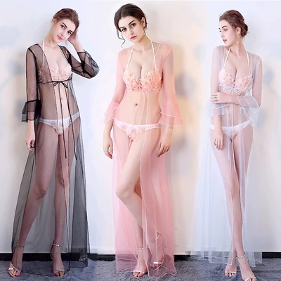 2018新款多色性感透视装夜店会所包臀修身深V款网纱长裙礼服女-淘宝网