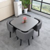 Gray square table+gray cloth chair 4 chairs