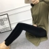 Phiên bản Hàn Quốc của quần legging nhung vàng xuân hè 2018 cho phụ nữ mặc chân thun co giãn retro bút chì chín phần mỏng quần tây nữ Khởi động cắt