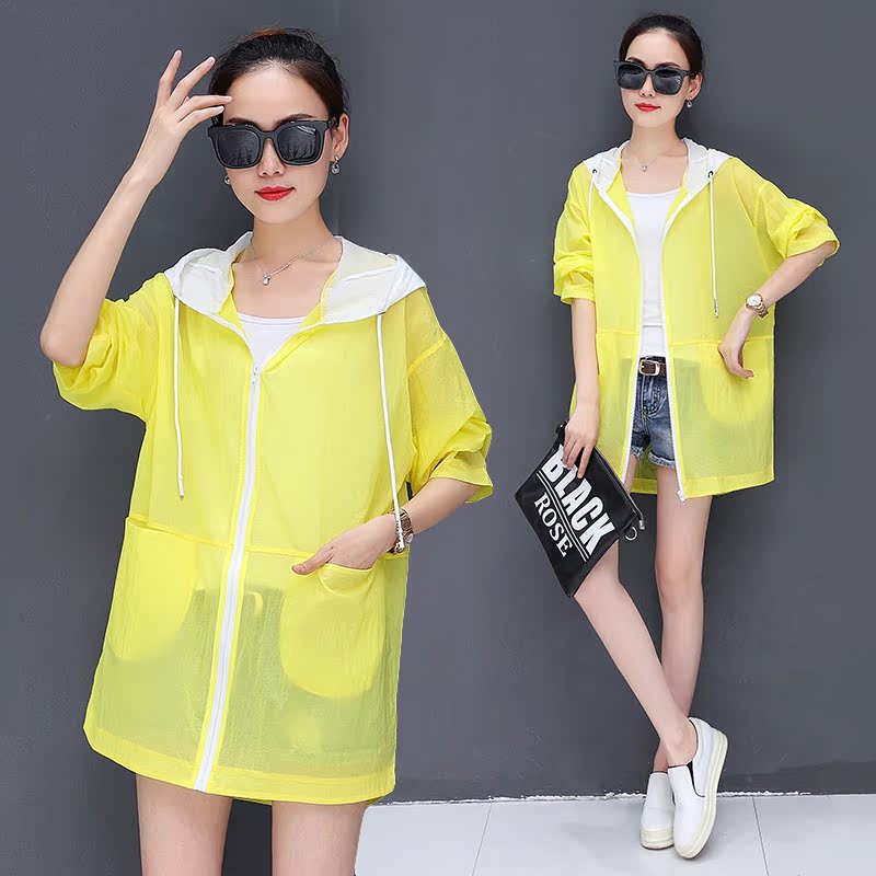 实拍#2018夏季新款防晒衣女中长款沙滩防晒服