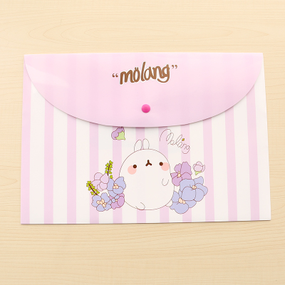 Cute Rabbit FlowerKorean version student lovely A4 test paper file pocket fresh Broken flower folder Button data bag Office Supplies