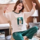 Mùa thu dài tay nữ chất liệu cotton mỏng đồ ngủ cô gái tăng trưởng quần mùa xuân và mùa thu mùa đông cộng với kích thước áo khoác ngoài - Bên ngoài ăn mặc