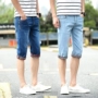 Mùa hè của nam giới Hàn Quốc phiên bản của quần short denim mỏng nam thẳng phần mỏng bảy điểm jeans stretch casual 7 quần quan ao nam
