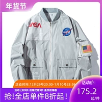 Áo khoác phi công NASA nam mùa xuân và mùa thu phong cách Mỹ dáng rộng cỡ lớn đồng phục bóng chày ngắn áo khoác dụng cụ nhiều túi áo bomber