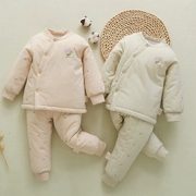 Bộ đồ lót cho bé mùa xuân màu cotton cotton mỏng ấm có thể mở -3- 0-3-6 tháng nam và nữ quần cotton cho bé - Quần áo lót